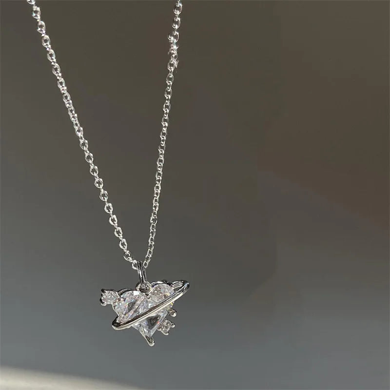 Women Y2K Pink Heart Necklace
