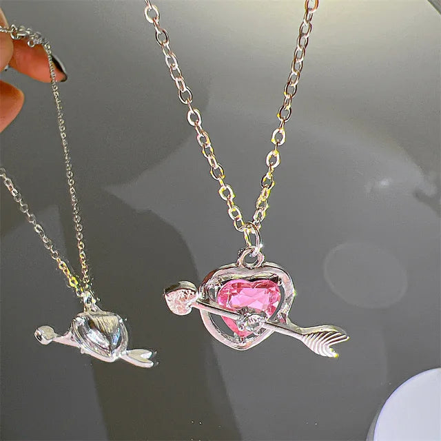 Women Y2K Pink Heart Necklace