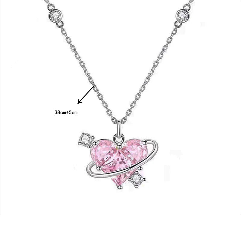 Women Y2K Pink Heart Necklace