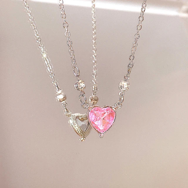 Women Y2K Pink Heart Necklace